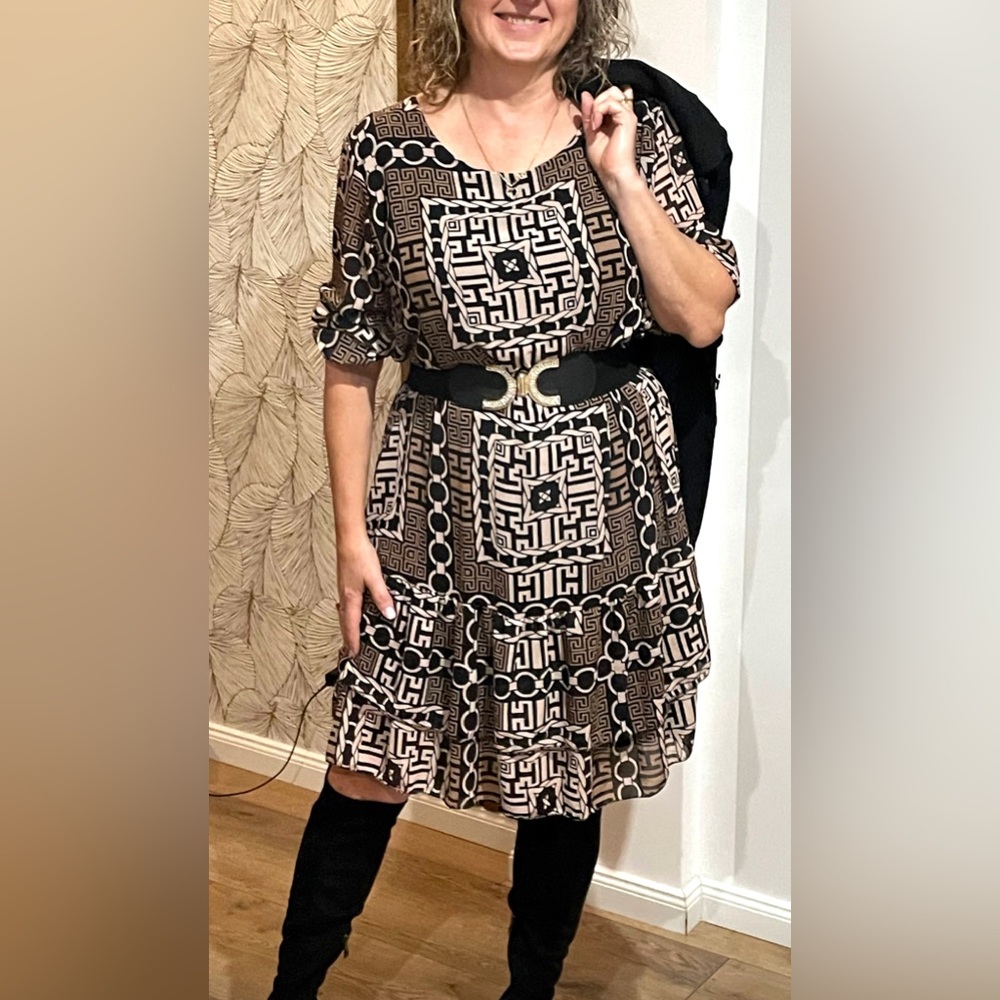Black Ruffled Tiered Long Sleeve Dress